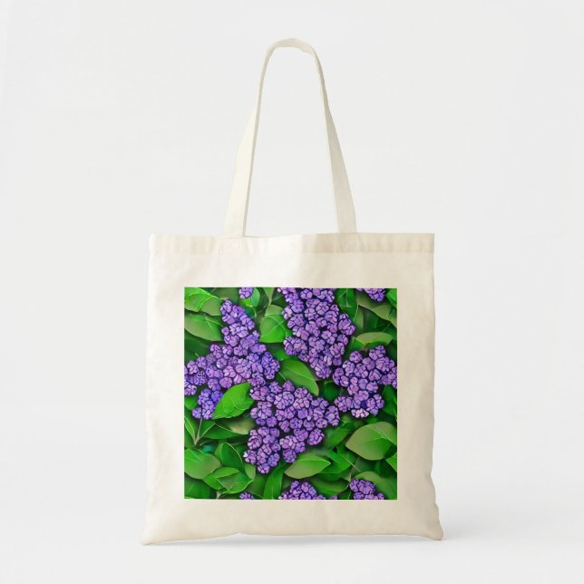 Bold Lilac Flowers Canvas Tote Bag (Front)