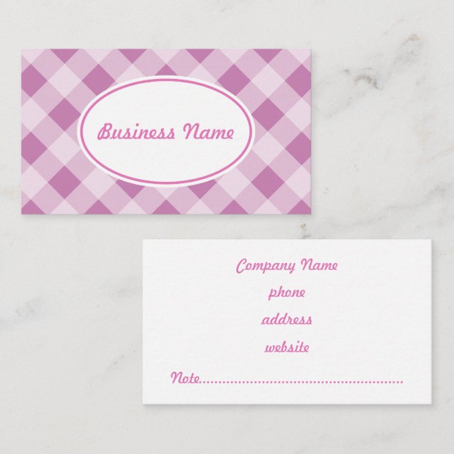 Bold Lilac Gingham Business Card (Front/Back)