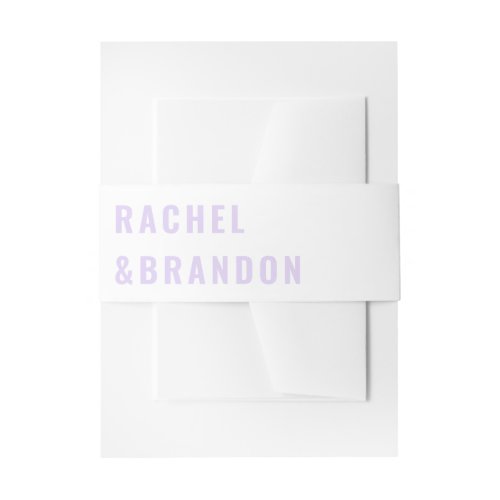Bold Lilac Lavender Pale Purple Typography Wedding Invitation Belly Band