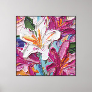 Bold Lily Bloom Abstract Floral Art Canvas Print