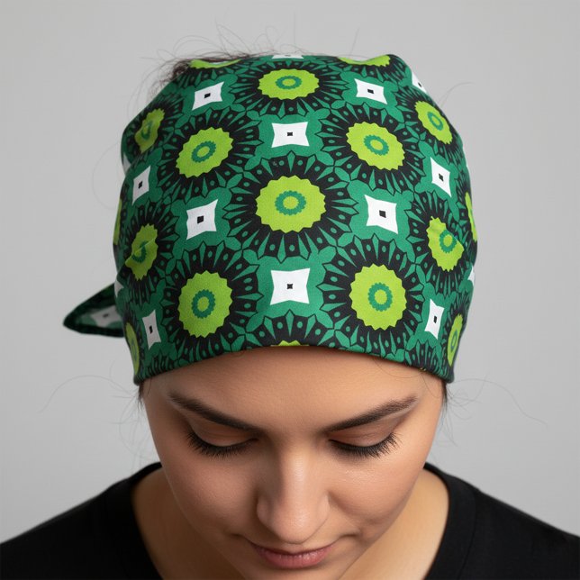 Bold Lime Green Black & White Mosaic Geometric Bandana (Creator Uploaded)