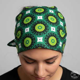 Bold Lime Green Black & White Mosaic Geometric Bandana