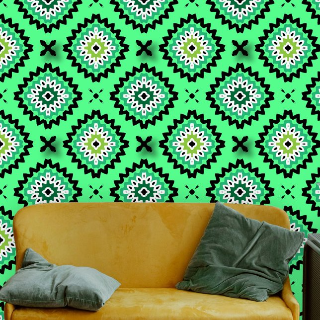 Bold Lime Green Mandala Geometric Pattern Wallpaper (Creator Uploaded)