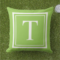Bold Lime Green White Square Frame Monogram