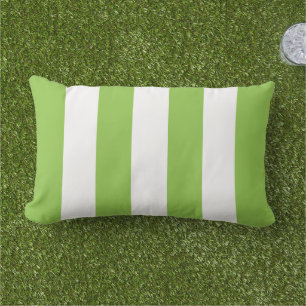 Bold Lime Green White Wide Cabana Stripe Lumbar Pillow
