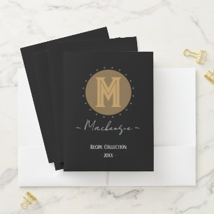 Bold Line Letter Fancy Script Monogram Pocket Folder