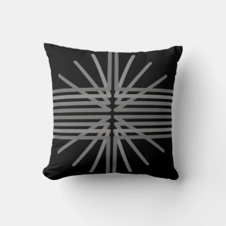 Bold Lines Gray on Black Throw Pillow