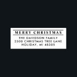 Bold Lines Merry Christmas Return Address Rubber Stamp<br><div class="desc">Stylish self-inking stamper features Merry Christmas framed by modern lines with custom text that can be personalized with your family name and return address.</div>