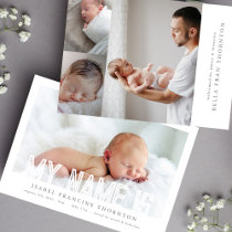 BOLD LINES TEXT NAME collage photo baby birth Announcement