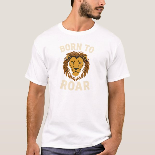  Bold Lion Head Graphic Motivation T-Shirt (Front)
