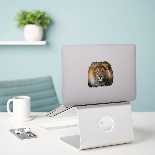 Bold Lion Sticker Cut-out (Laptop On Desk)