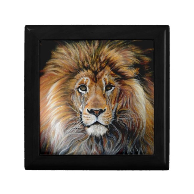 Bold Lion Wood and Tile Box (Front)