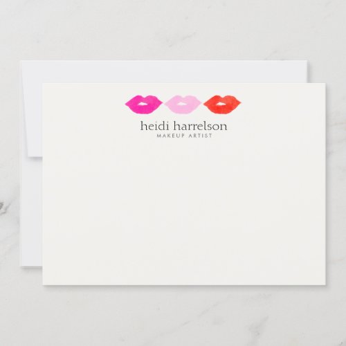 Bold Lips Trio Watercolor Beauty Flat Note Card