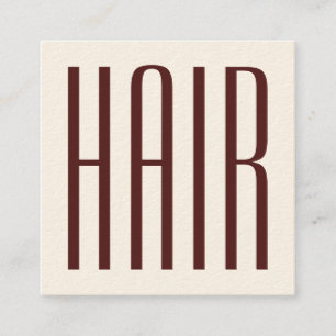 Bold long text hair salon square business card