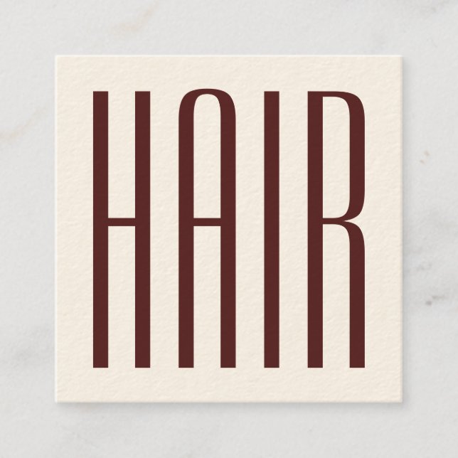 Bold long text hair salon square business card (Front)
