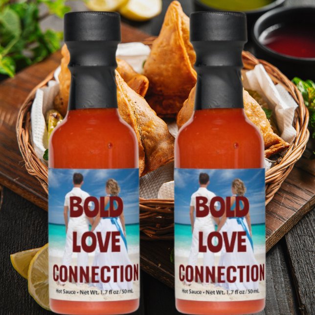 Bold Love Connection Custom Wedding Photo & Text Hot Sauces (Creator Uploaded)