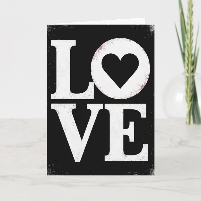 Bold Love Heart Vintage Style Card (Front)