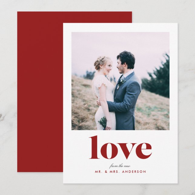 Bold Love Newlywed Photo Valentine's Day Card (Front/Back)