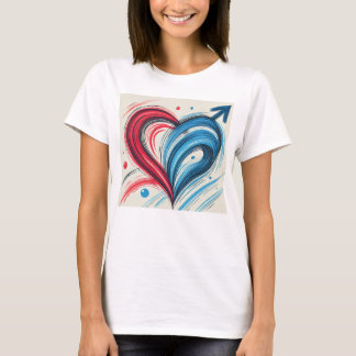 Bold Love Power – Red & Blue Heart Women's Symbol T-Shirt