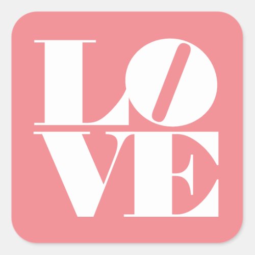 Bold Love White Pink Valentines Square Sticker