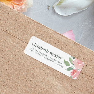Bold Lowercase Name Watercolor Rose & Gold Glitter Label