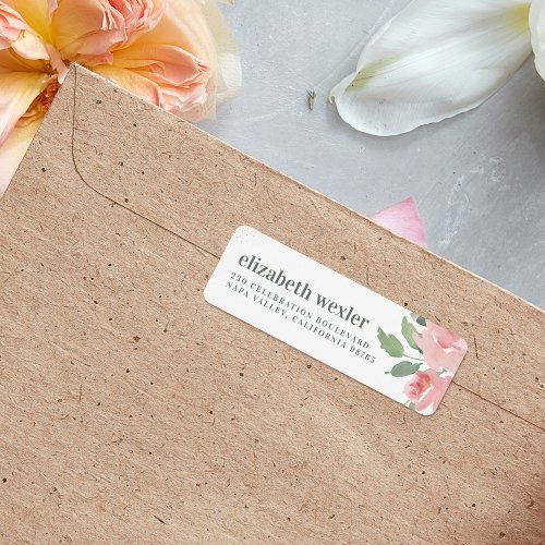 Bold Lowercase Name Watercolor Rose  Gold Glitter Label