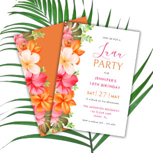 Bold Lush Tropical Floral Luau Birthday Invitation
