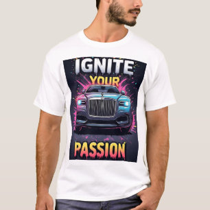 Bold Luxury Car Graphic And Dynamic Color Splash T-Shirt