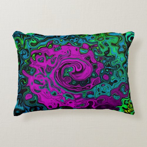 Bold Magenta Abstract Groovy Liquid Art Swirl Accent Pillow