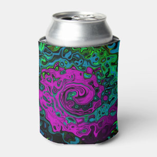 Bold Magenta Abstract Groovy Liquid Art Swirl Can Cooler