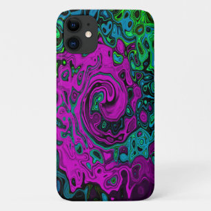 Bold Magenta Abstract Groovy Liquid Art Swirl iPhone 11 Case