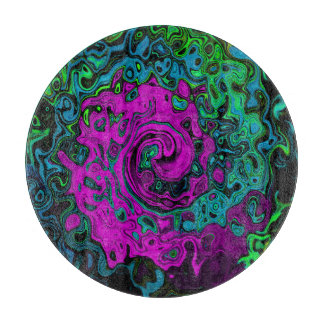 Bold Magenta Abstract Groovy Liquid Art Swirl Cutting Board