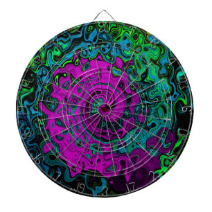 Bold Magenta Abstract Groovy Liquid Art Swirl Dart Board