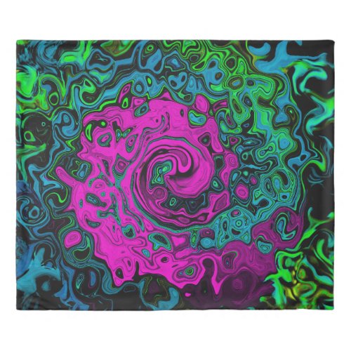 Bold Magenta Abstract Groovy Liquid Art Swirl Duvet Cover