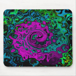 Bold Magenta Abstract Groovy Liquid Art Swirl Mouse Pad