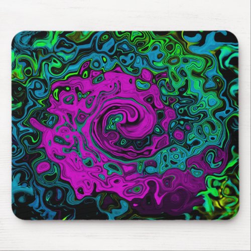 Bold Magenta Abstract Groovy Liquid Art Swirl Mouse Pad