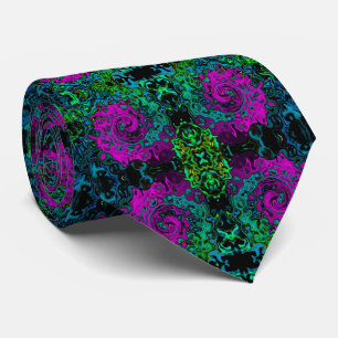 Bold Magenta Abstract Groovy Liquid Art Swirl Neck Tie