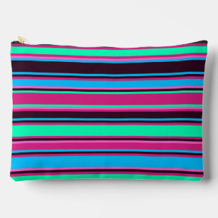 Bold Magenta, Aqua, & Blue Striped Pouch
