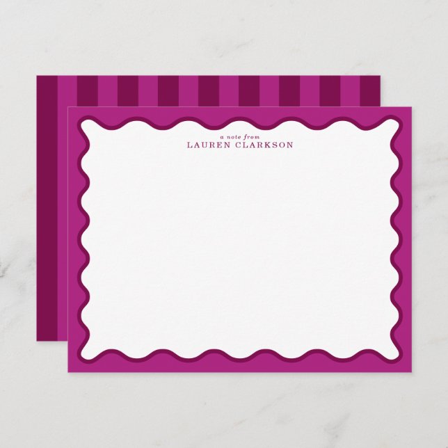 Bold Magenta & Berry Pink Wavy Note Card (Front/Back)