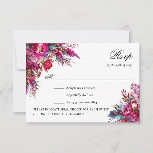 Bold Magenta Elegant Wedding Response Card