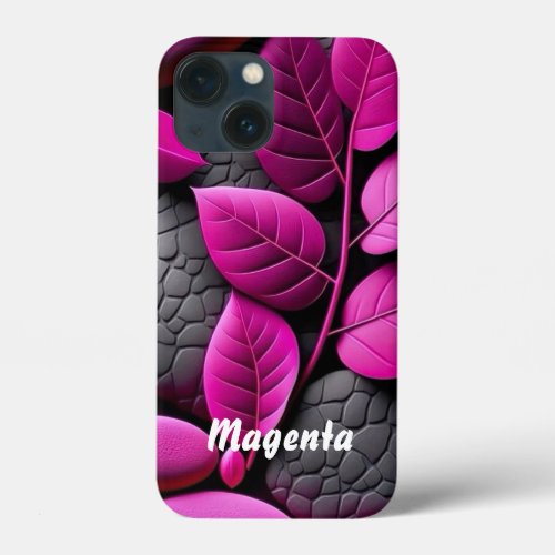 Bold Magenta Leaf   Stylish  Protection  iPhone 13 Mini Case