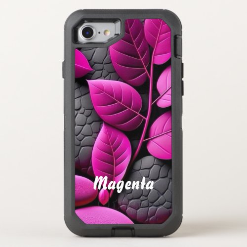 Bold Magenta Leaf   Stylish  Protection  OtterBox Defender iPhone SE87 Case