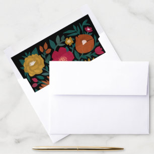 Bold Magenta Orange Yellow Floral Black Envelope Liner