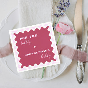 Bold Magenta Pop the Bubbly She's Getting a Hubby Napkins