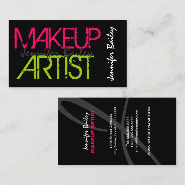 Bold Makeup Artist Business Card (Front/Back)