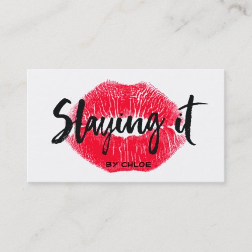 Bold Makeup Artists Slaying It Kissing Red Lips Business Card