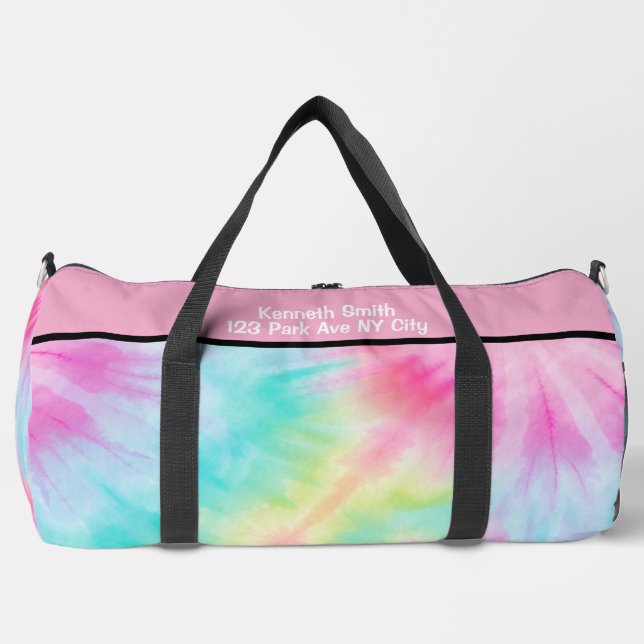 Bold Mandala Tie Dye Monogram Personalized Duffle Bag (Front)