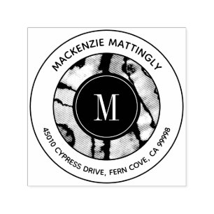 Bold Marble Agate Tie Dye Texture Monogram Address Self-inking Stamp