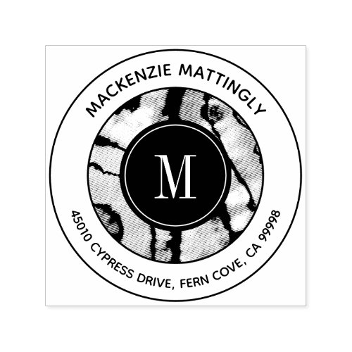 Bold Marble Agate Tie Dye Texture Monogram Address Self_inking Stamp