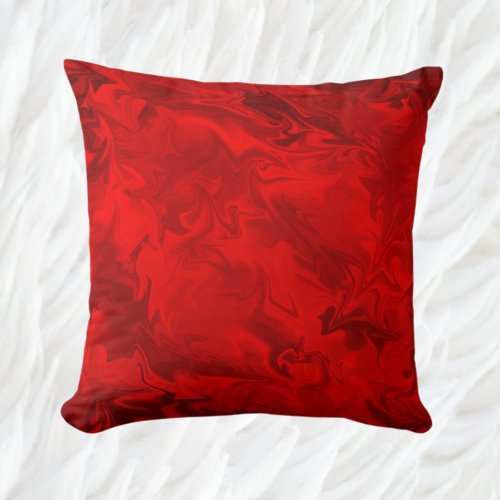 Bold Marble Swirl Red Throw Pillow